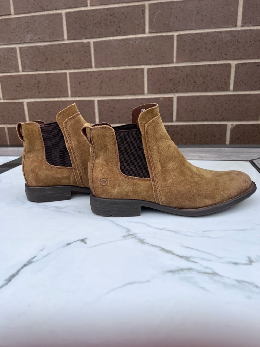 Born Laney Women’s Suede Chelsea Boots in Tan Brown